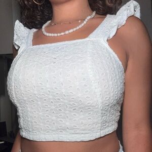 SHEIN Tie Backless Ruffle Crop Schiffy Top